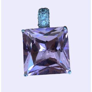 Square CZ Pendant 925 Silver With Sparkling Accents